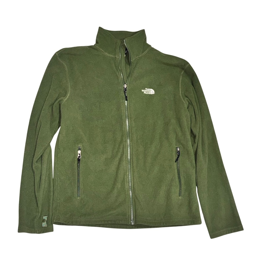 The North Face TKA Glacier‎ Full-Zip Fleece Mens M Green A9DQ Excellent Zip-In